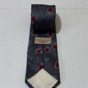 GIVENCHY Monsieur Vintage Men’s Gray Tie All Silk Made In Italy